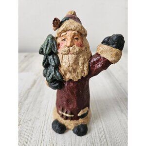 Santa figurine tree statue folk art Xmas decor